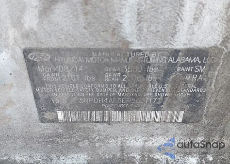 2014 Hyundai Elantra Limited from USA, damaged, VIN 5NPDH4AE6EH503117